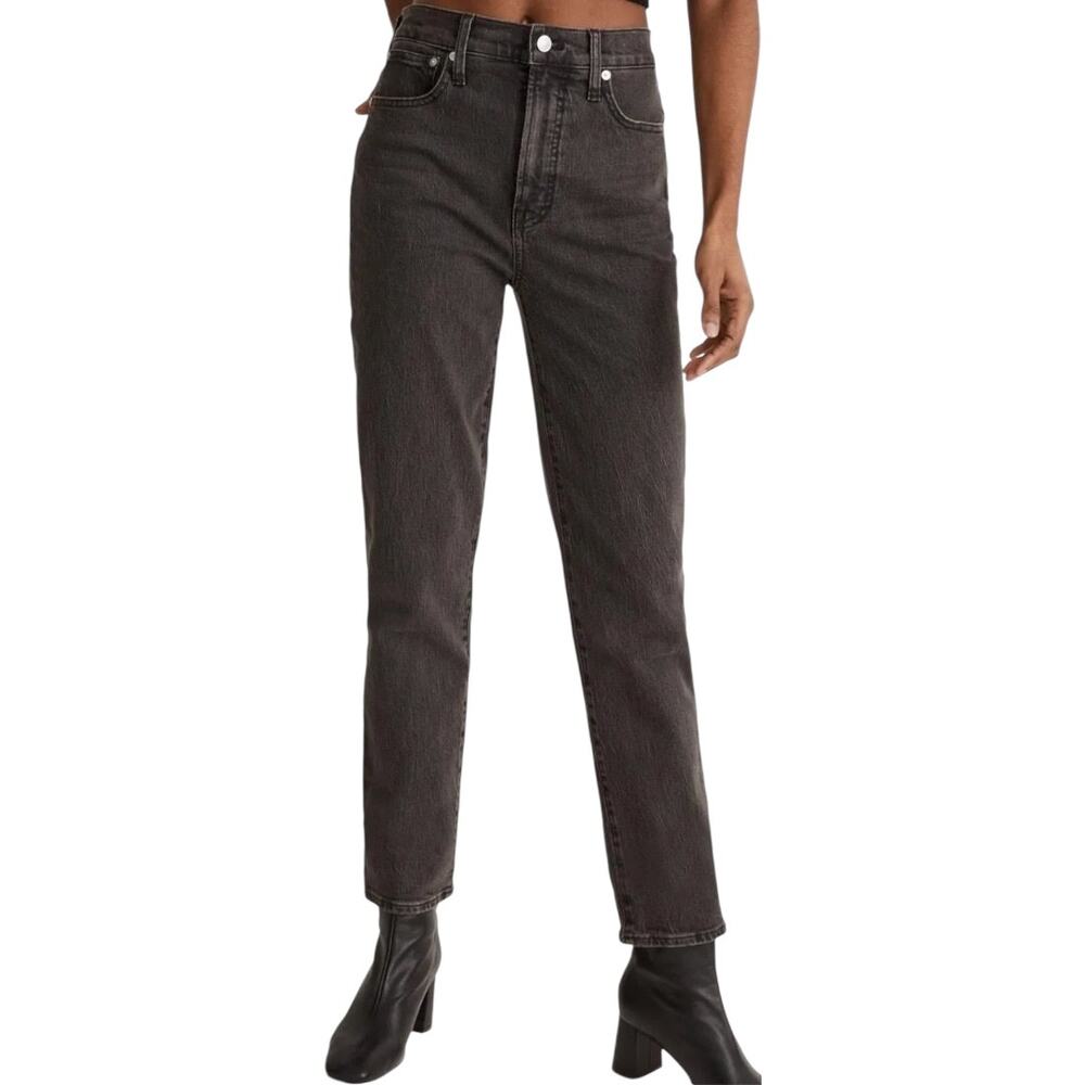 Madewell The Perfect Vintage Mom Jeans Tapered Leg High Rise Lunar Wash Black 27